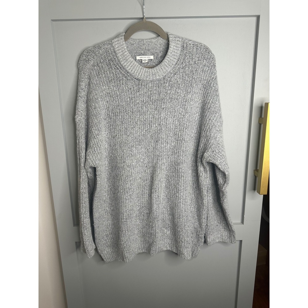 American Eagle‎ Women's Gray Knit Sweater Crew Neck Long Sleeve Casual Size Med